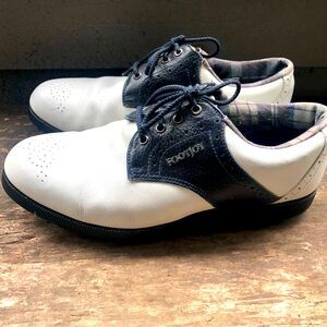 FootJoy 98321 Classic Mens White Blue Leather Lace Up Golf Shoes Size 7.5M